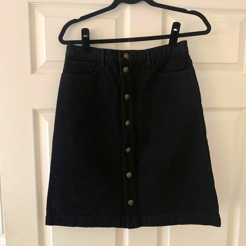 APC Black Denim Skirt 38 NWOT